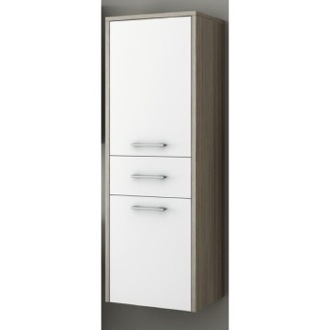 Storage Cabinet Glossy White and Larch Canapa Tall Storage Cabinet ACF C133WL